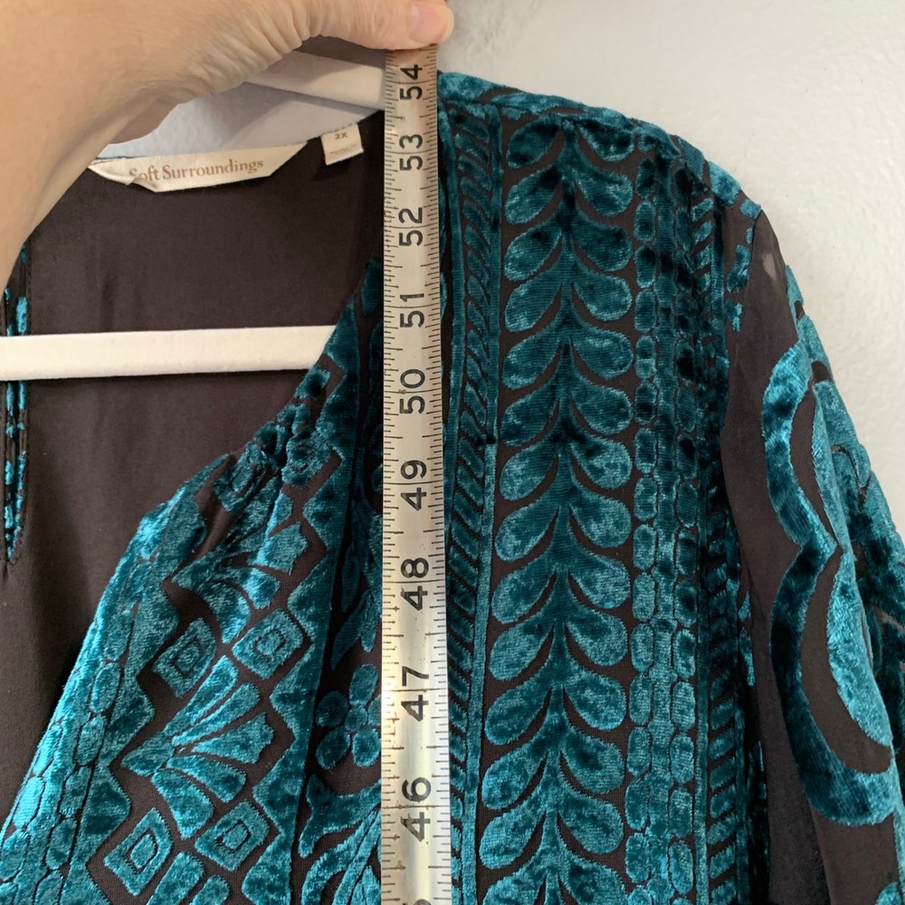 Soft Surroundings romantic green/chocolate velvet burnout maxi dress Size 2X - Picture 7 of 11